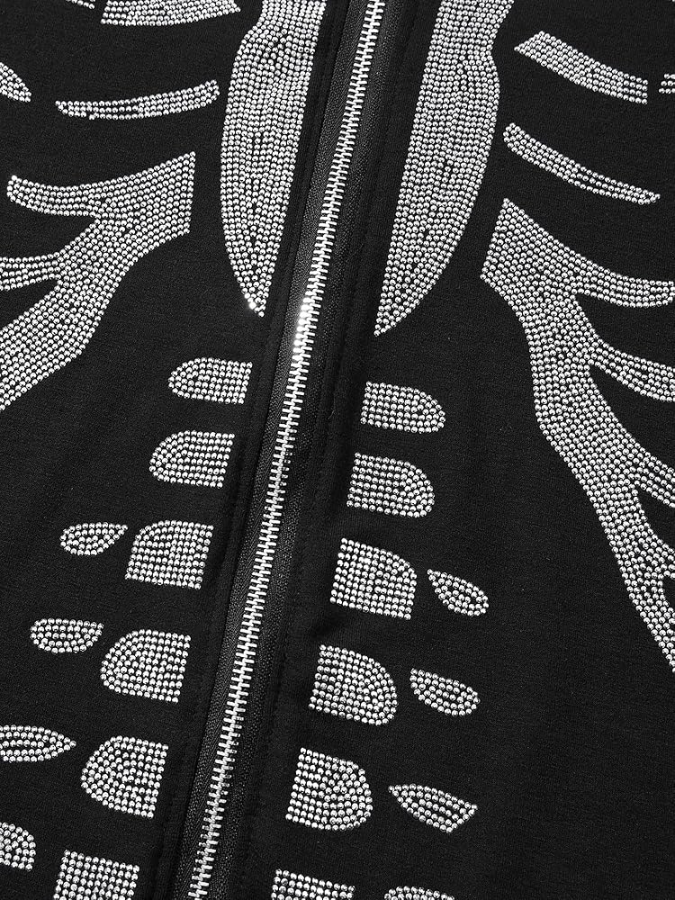 YK*☻ CenturyX Y2k Skeleton Full Zip Up Hoodies Over Face Women